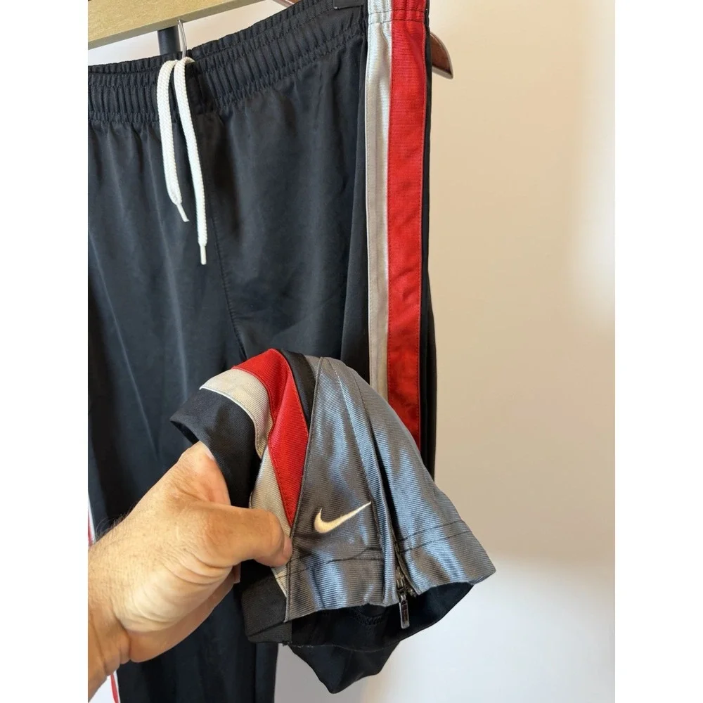 VTG Nike Baggy Stripe Track Pants Youth Large L/ Men's S Black Red Y2K Sweat